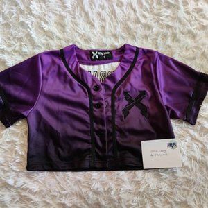 Excision Purple/Black Gradient Cropped Baseball Jersey